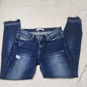 Flying Monkey Women's Skinny Jeans - Distressed Blue